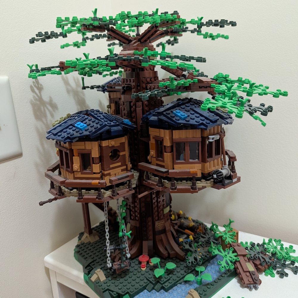 Lego Green and Brown Treehouse Sculpture